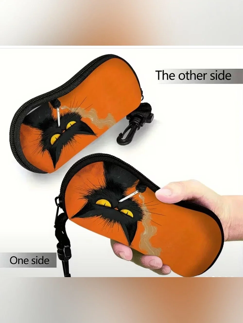 Black Cat Soft Sunglass Case - Orange